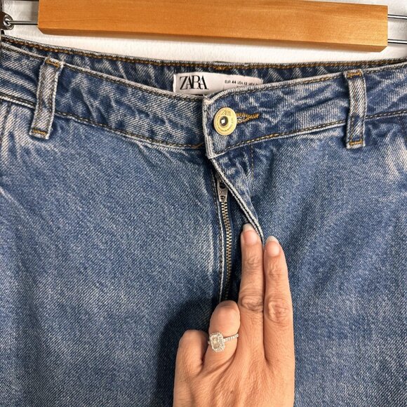 Zara Jeans Womens 12 Balloon Leg Pleated Baggy Mom Fit High Rise Denim Pants - Picture 4 of 12